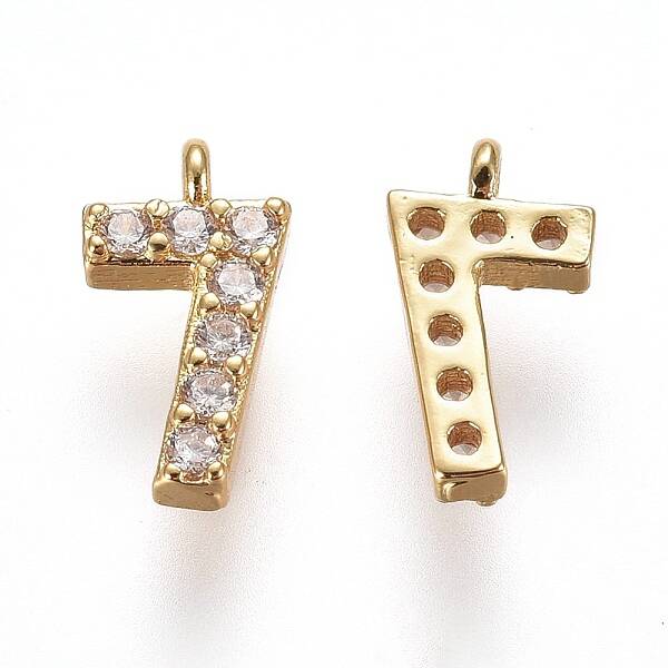 Brass Micro Pave Clear Cubic Zirconia Charms