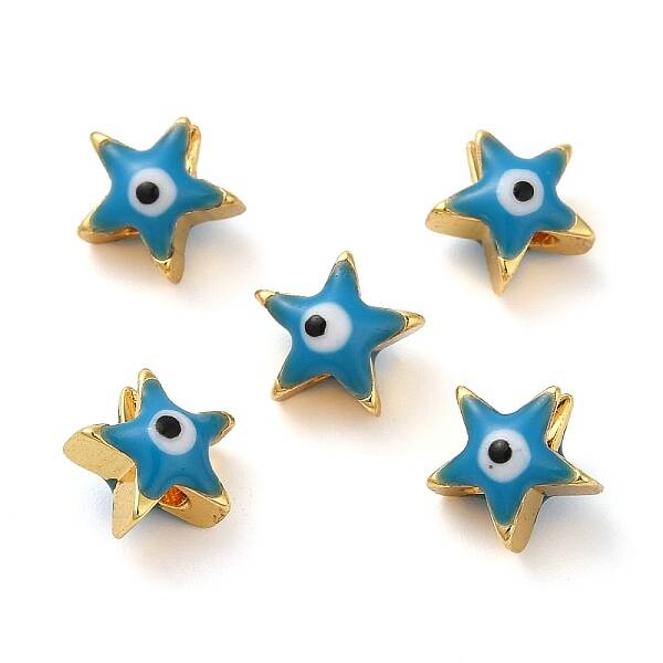 Golden Tone Brass Enamel Beads