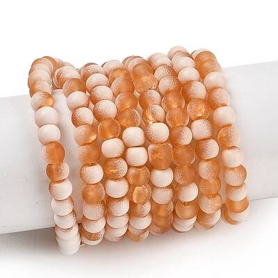 Frosted Crackle Glass Beads Strands