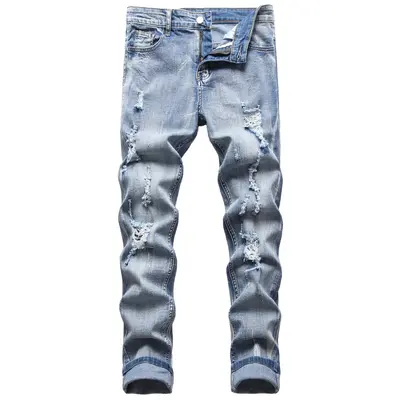 JUNBAOSS Men's Slim Fit Stretch Jeans Ripped Skinny Jeans for Men, Distressed Straight Leg Fashion Casual Popular Chic Comfor...