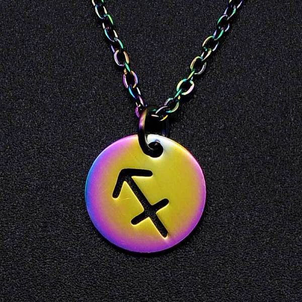 Rainbow Color Stainless Steel Constellation Pendant Necklace for Women