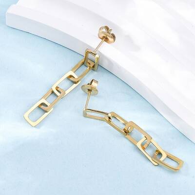 304 Stainless Steel Chain Dangle Stud Earrings for Women