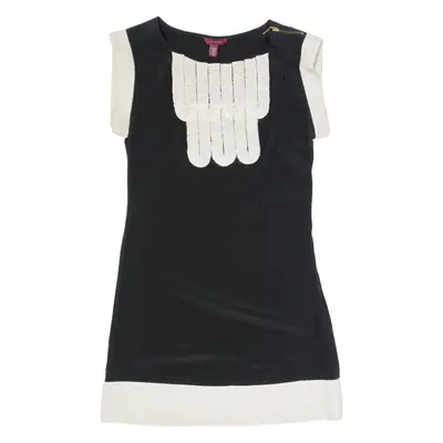 TED BAKER Oversized Womens Shift Dress Black Silk Short Sleeve Knee Length S