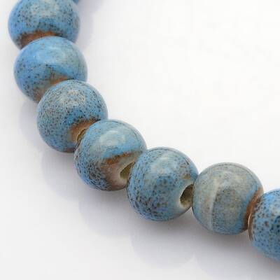 Handmade Fancy Antique Glazed Porcelain Ceramic Round Beads Strands
