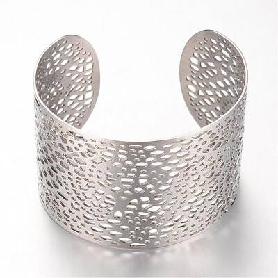 Tarnish Resistant 304 Stainless Steel Filigree Cuff Bangles
