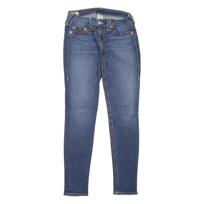TRUE RELIGION Casey Womens Jeans Blue Slim Skinny Stone Wash W27 L29