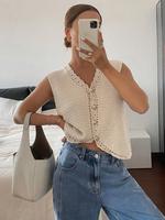 Women's Plain Sweater Vest, Casual Sleeveless Knit Top for Summer, Basic Fashion Women's Knitwear for Daily Wear, Solid Color...