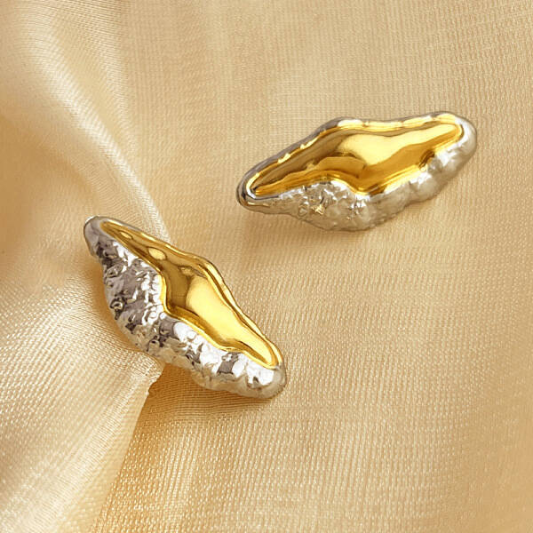 304 Stainless Steel Two Tone Stud Earrings