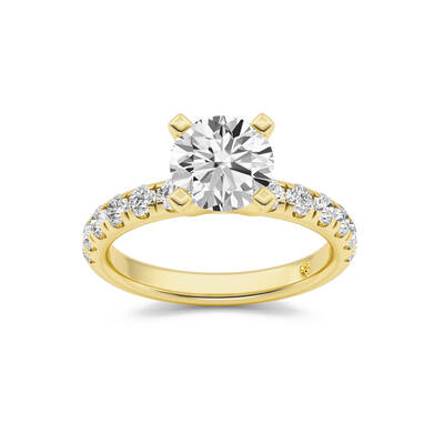Maya Scalloped Pavé Half Coverage Round Lab Grown Diamond Engagement Ring | 14K Yellow Gold 4 1/4 CT. TW.