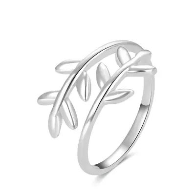 Beneto Silver Leg Ring with Leaves AGGF496