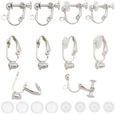 32Pcs 2 Style Brass Clip-on Earring Converters Findings