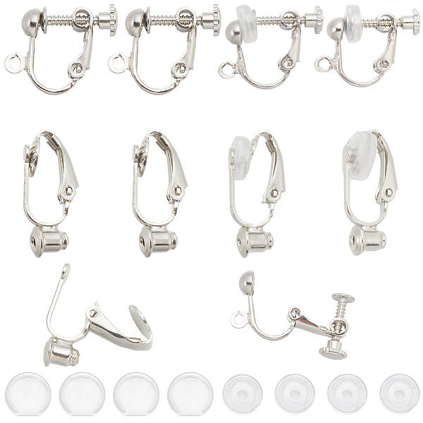 32Pcs 2 Style Brass Clip-on Earring Converters Findings