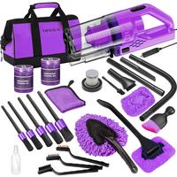 Viewsun 18pcs Car Cleaning Kit, Purple Car Interior Detailing Kit with High Power Handheld Vacuum, Detailing Brush Set, Winds...
