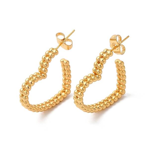 Rack Plating Brass Heart Stud Earrings