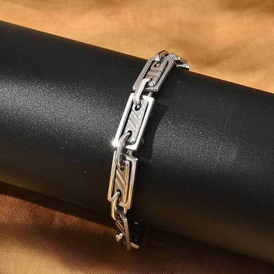 304 Stainless Steel Rectangle Link Chains Bracelets for Men & Women