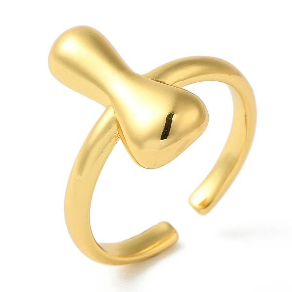 Initials Brass Open Cuff Ring for Women