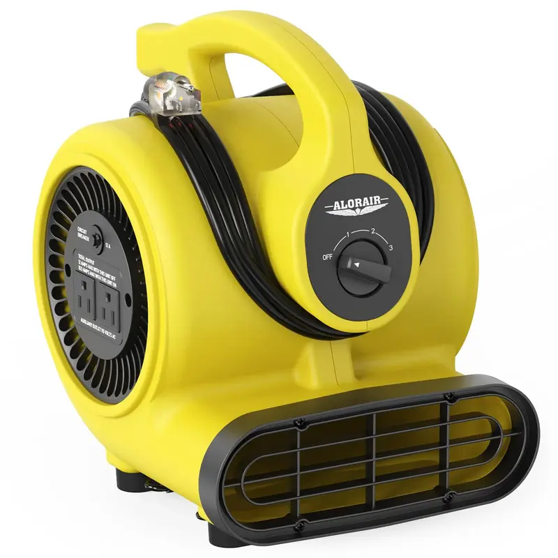 AlorAir® Wholesale Pack GF600A Air Mover with 3 Speeds, 5 Angles for Floor Drying Blower Fan - Yellow