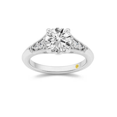 Lily Art Deco Round Lab Grown Diamond Engagement Ring | 14K White Gold 2 5/8 CT. TW.