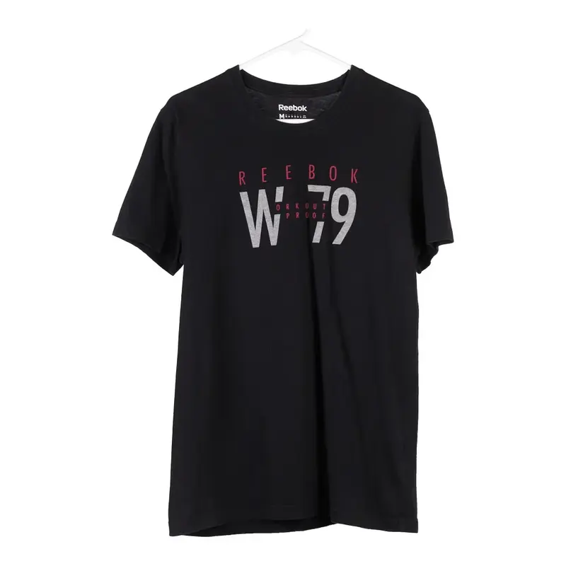 Reebok Spellout T-Shirt - Medium Black Cotton