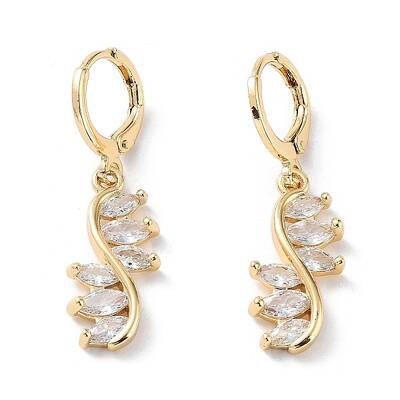 Rack Plating Golden Brass Dangle Leverback Earrings