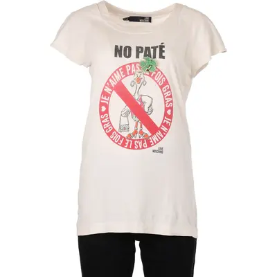 Love Moschino Graphic T-Shirt - Small White Cotton