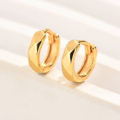 Elegant Classic Fashionable Gold Plated Brass Hoop Earrings for Women