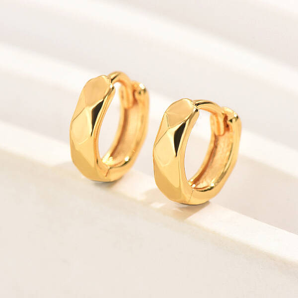 Elegant Classic Fashionable Gold Plated Brass Hoop Earrings for Women