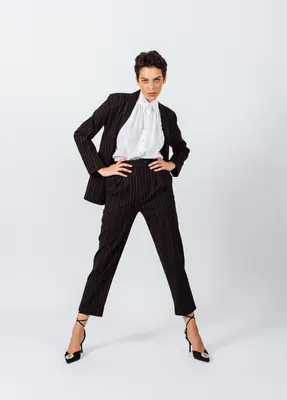 Black Pinstripes Suit Pants | Size: XS | Color: black/ White stripes