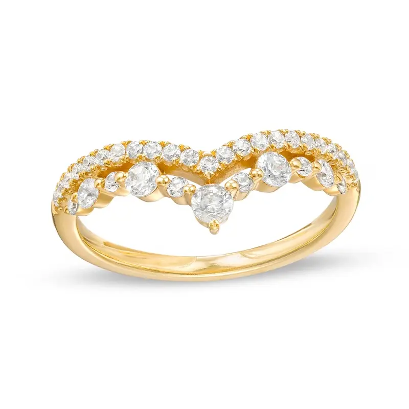 14K Gold Round Cut Diamond Custom Heart Stackable Ring I Color I2 Clarity 3EX IGI Certified