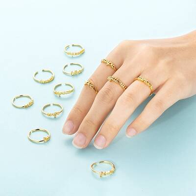 12Pcs 12 Style Brass Cuff Rings