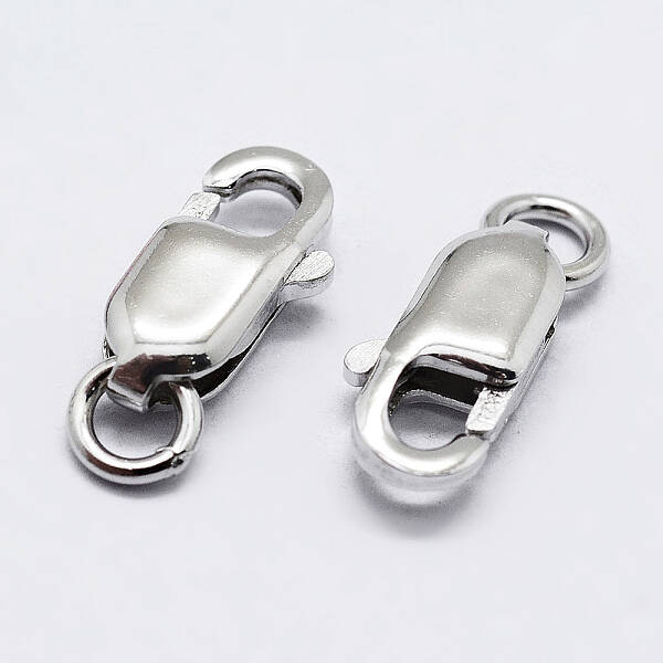 Anti-Tarnish Rhodium Plated 925 Sterling Silver Lobster Claw Clasps