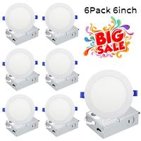 LED lights bedroom  6/12 Pack 6Inch 5CCT Ultra-Thin LED Recessed Ceiling Light with Junction Box downlights living room Dimma...