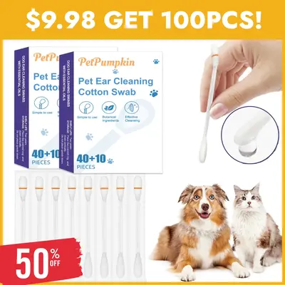 2-in-1 Pet Ear Cleaning Liquid Swabs - Cat & Dog Ear Cleaner Solution - Gentle & Effective Ear Care - for Daily Ear Cleaning ...