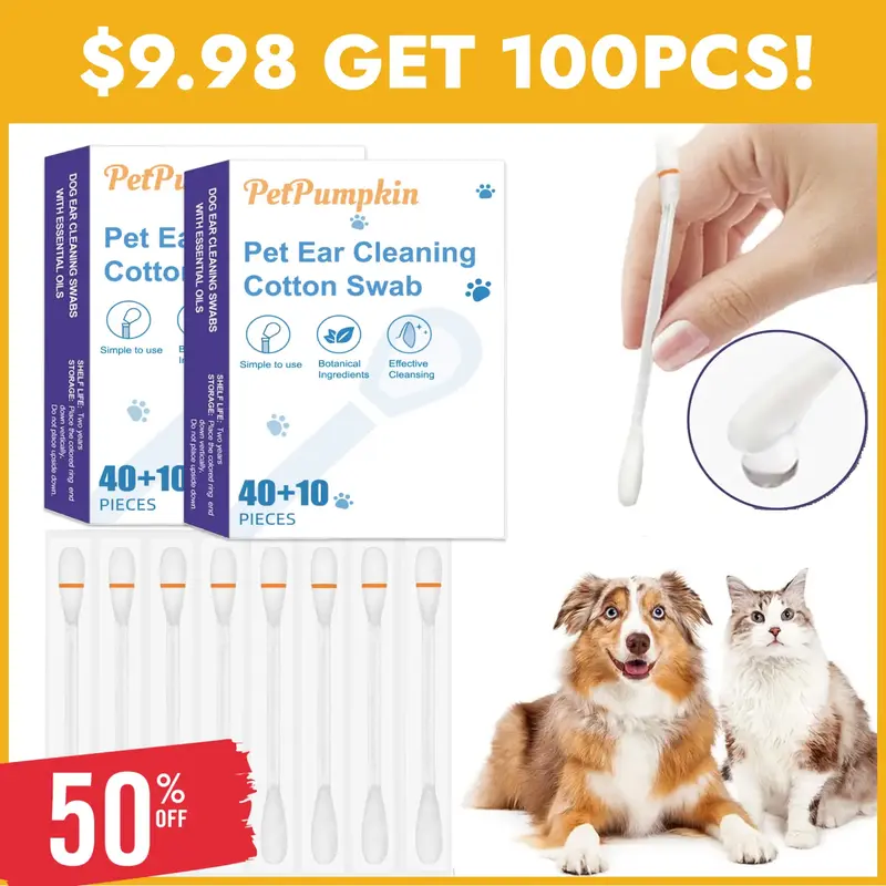 2-in-1 Pet Ear Cleaning Liquid Swabs - Cat & Dog Ear Cleaner Solution - Gentle & Effective Ear Care - for Daily Ear Cleaning ...