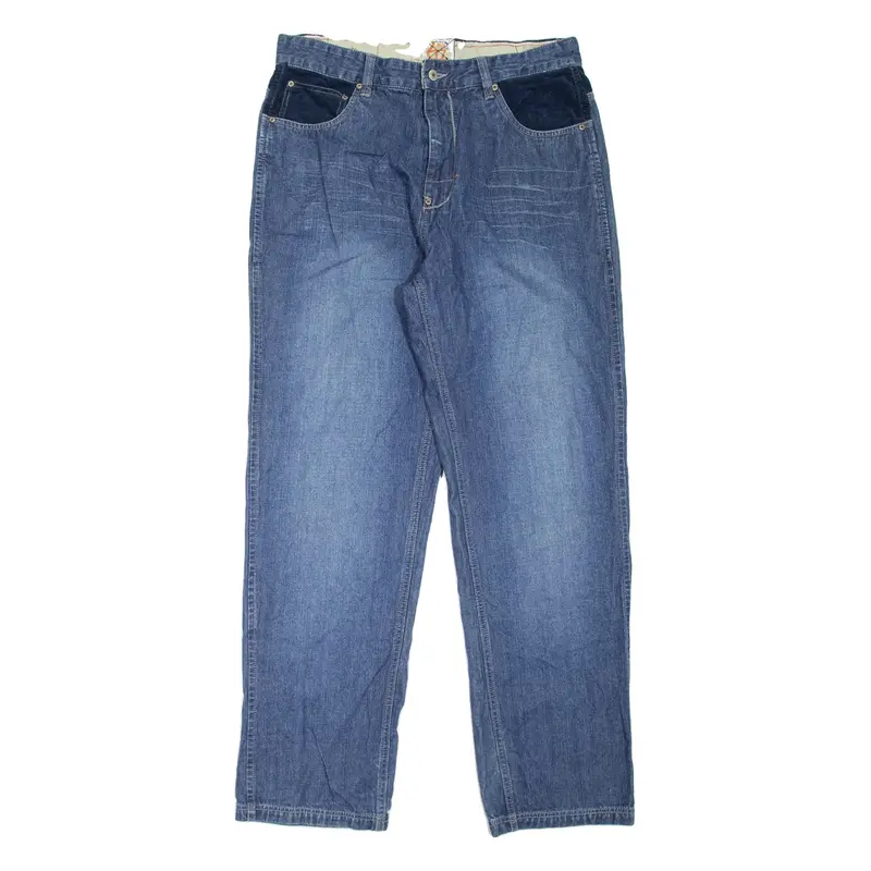 DRUNK MUNKEY Mens Jeans Blue Relaxed Skinny Stone Wash W36 L33