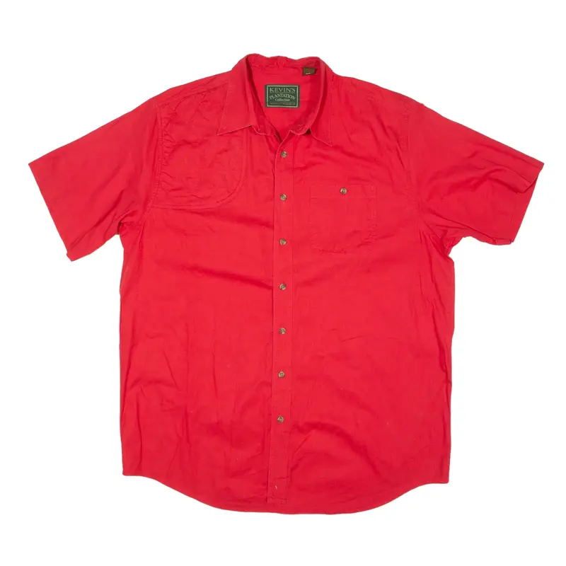 KEVIN'S PLANTATION COLLECTION Plain Shirt Red 80s Short Sleeve Mens XL
