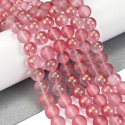 Frosted Transparent Glass Bead Strands
