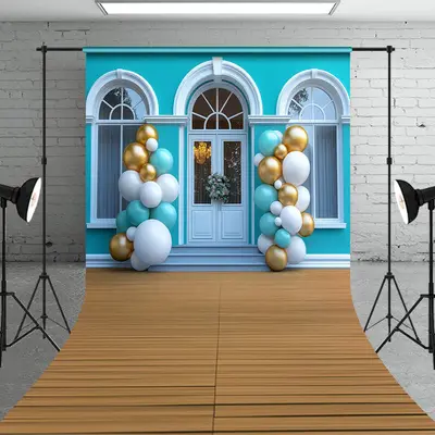 Tiffany Green White House Balloons Sweep Backdrop - Aperturee