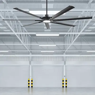 84 Inch 100 Inch Padus Black Large Size Ceiling Fan with Dimmable Lighting and Remote Control