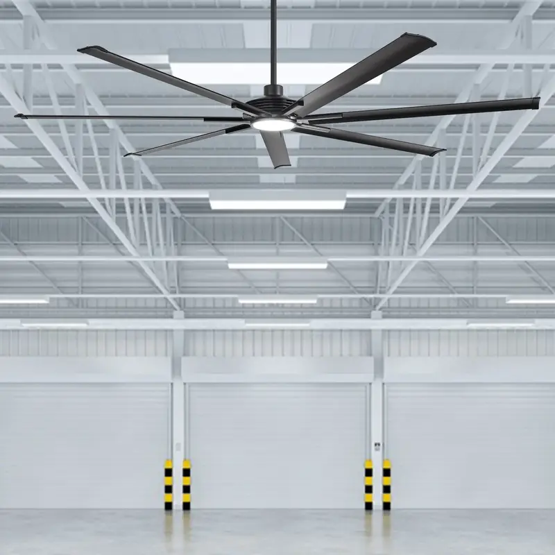 84 Inch 100 Inch Padus Black Large Size Ceiling Fan with Dimmable Lighting and Remote Control