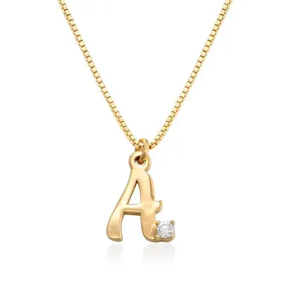 Gold Vermeil Lab Grown Diamond Personalized Initial Necklace for Women