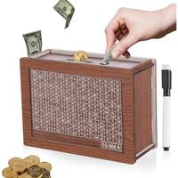 10000 savings challenge box,Cash Vault Wooden Savings Box,kakeibo money box,Wooden Bank Coin Bank with Counting Target,The be...