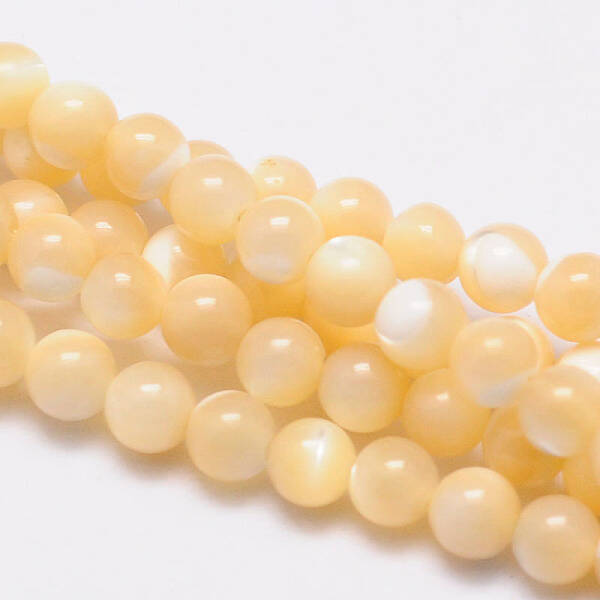 Natural Sea Shell Round Bead Strands