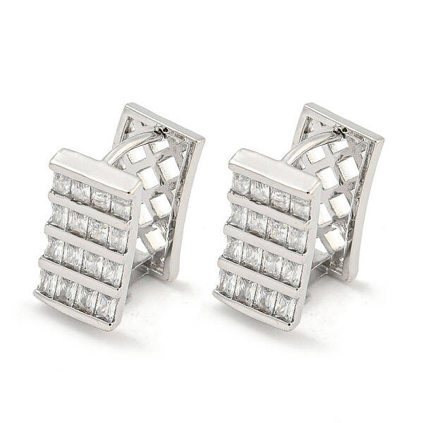 Brass Micro Pave Clear Cubic Zirconia Hoop Earrings for Women