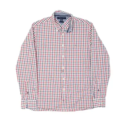 TOMMY HILFIGER Custom Fit Shirt White Check Long Sleeve Mens M