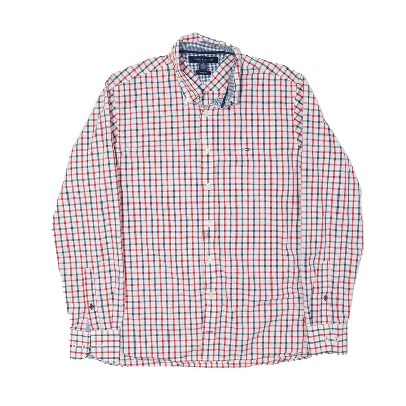 TOMMY HILFIGER Custom Fit Shirt White Check Long Sleeve Mens M