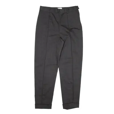 RIMONETTA Pleated Trousers Grey Regular Tapered Wool Womens W28 L28