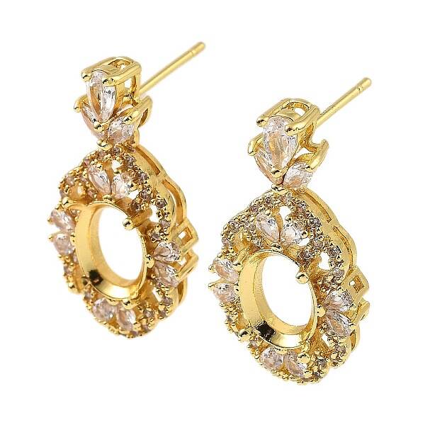 Rack Plating Brass with Cubic Zirconia Stud Earrings Finding