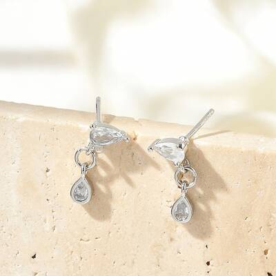 Brass Micro Pave Clear Cubic Zirconia Stud Earrings
