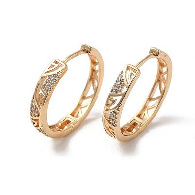Brass Micro Pave Cubic Zirconia Hoop Earrings for Women